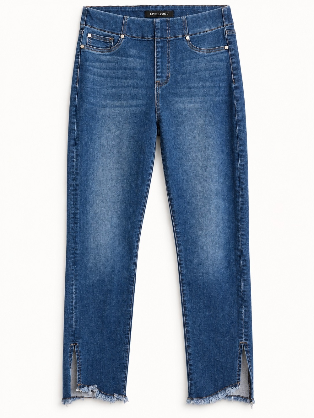 Liverpool Chloe Pull-On Cropped Jeans Fray Hem Side Slit-Sz 6/28